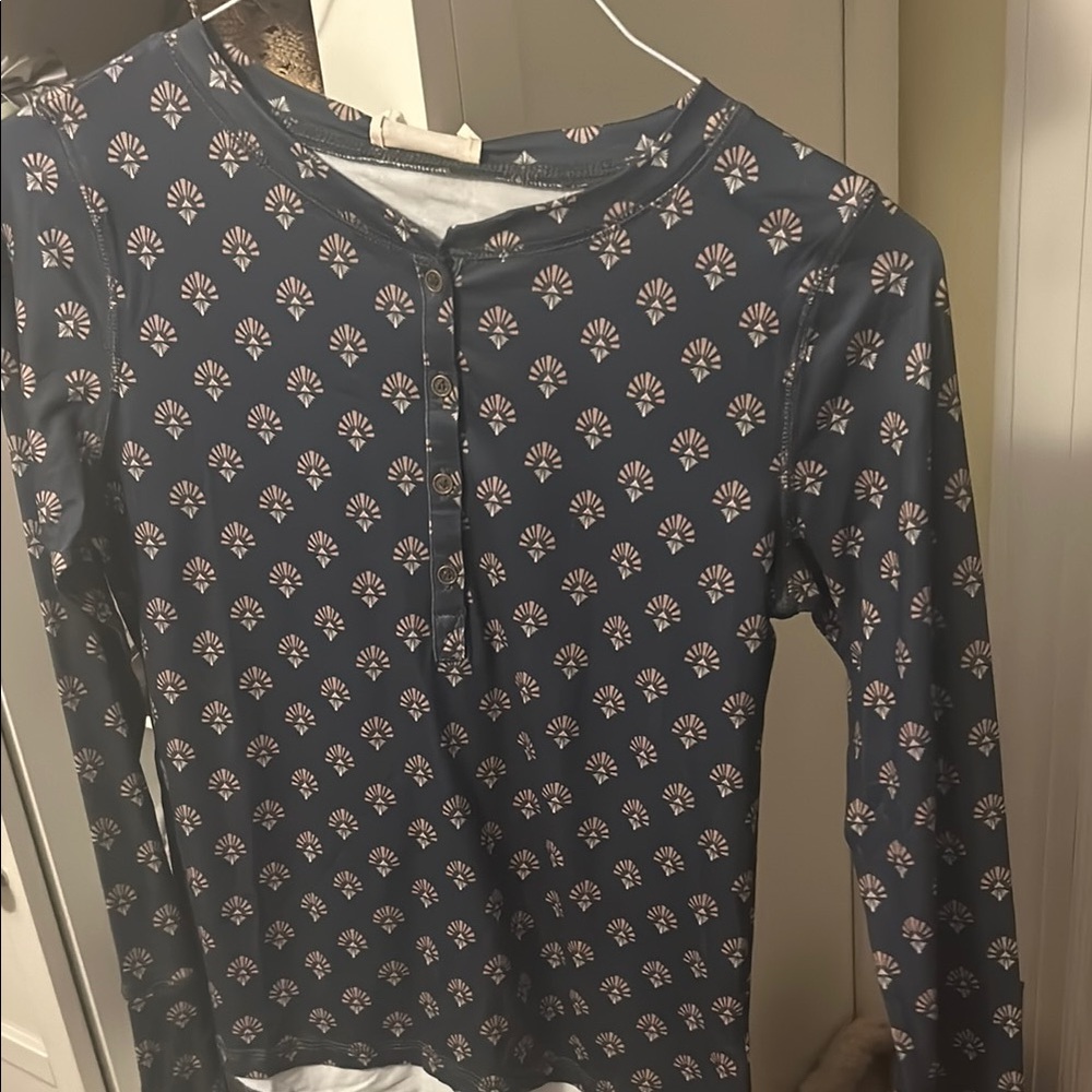 Blue Patterned Pajama Shirt